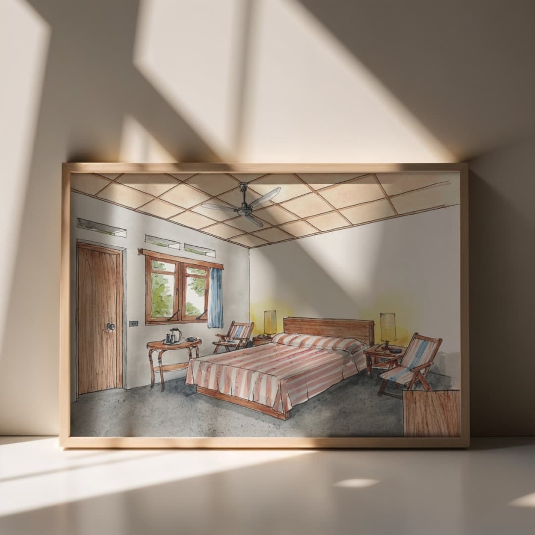 Interior View, Velassaru Tourist Resort, Guest Room Blocks, 1974