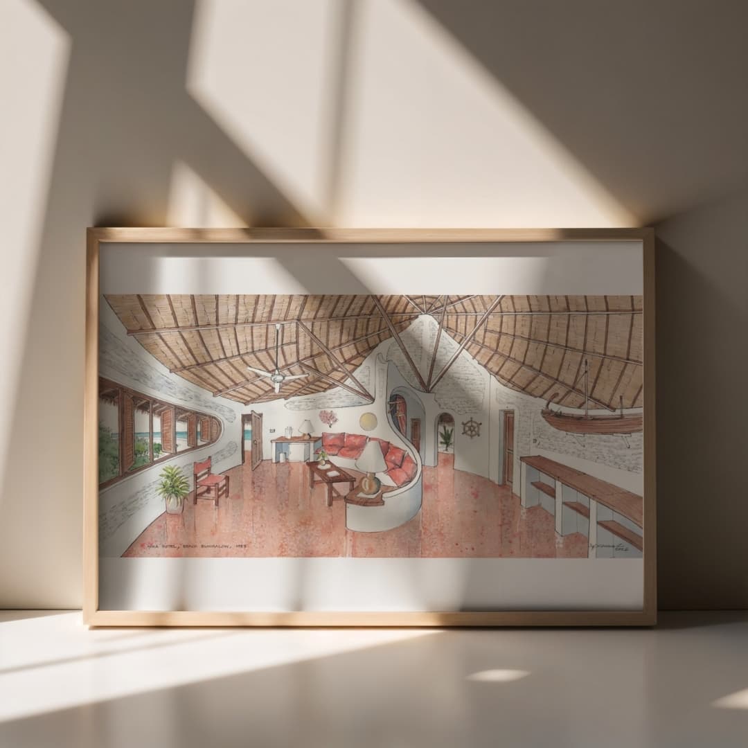 Interior View, Nika Hotel, Beach Bungalow, 1983